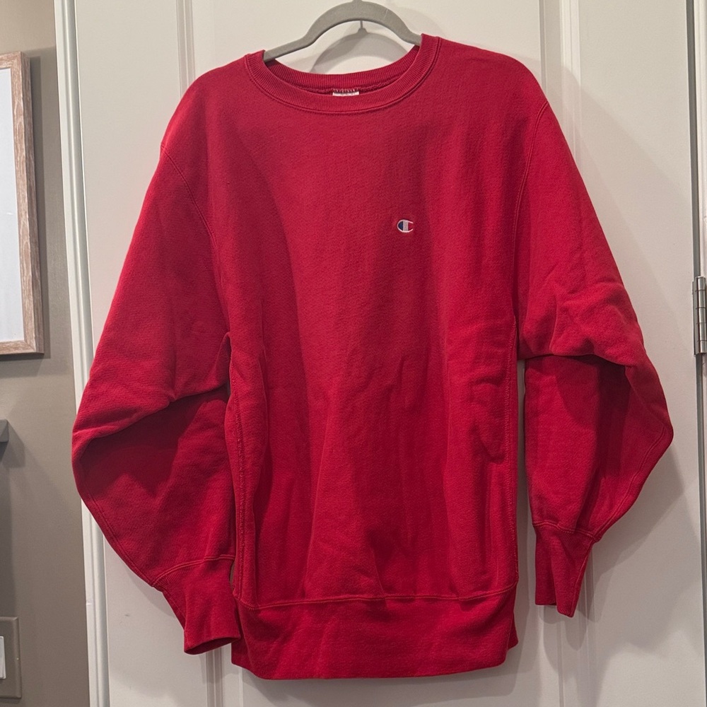 Champion Men's Vintage Bold Red Crewneck Sweater Sz XL